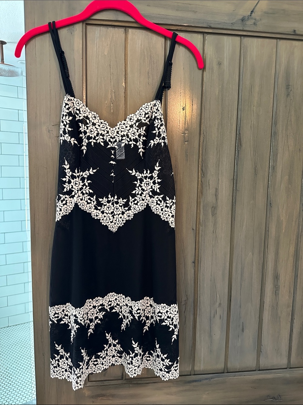 Wacoal Black intimate Slip with Cream Floral Lace